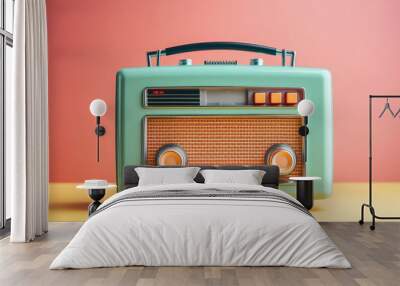 Retro broadcast vintage radio receiver Wall mural