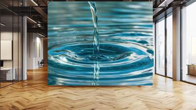 Serene Blue Water Stream with Soft Dripping Sounds and Crystal Clarity Wall mural