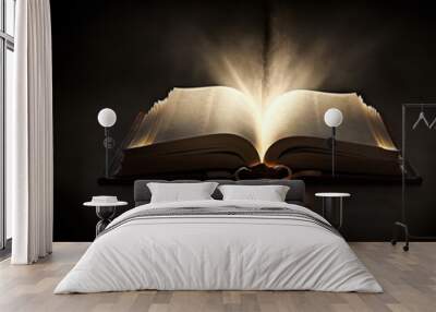 Shining Holy Bible - Ancient Book banner,  illuminated message, generative ai Wall mural