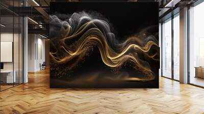 silver and gold smoke with shiny glitter particles abstract, ai Wall mural