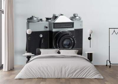 silver old vintage film camera zenith on a white background Wall mural