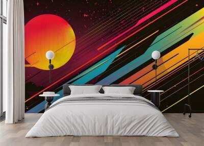 Simple abstract retro design in 80s style Wall mural