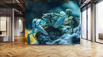 Small crab under light blue in a tank Wall mural