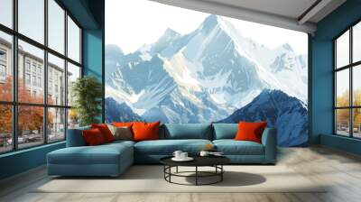 Snow-capped rugged mountains on transparent background Wall mural