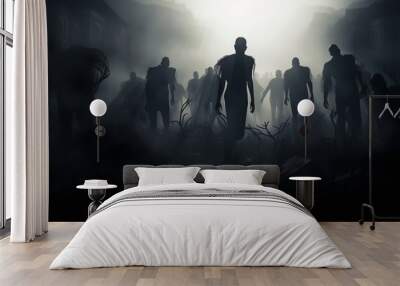 spooky horror zombie halloween festival illustration and background Wall mural