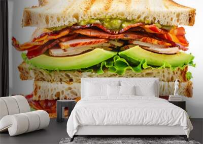 Stacked turkey and bacon club sandwich with avocado Wall mural