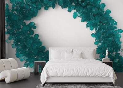 Stunning Teal Color Flow on Clear White Background Wall mural