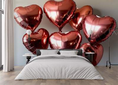 Stylish Rose Gold Heart Balloons for Romantic Events and Special Occasions Wall mural