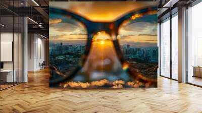 The world through glasses, vision correction concept or lens selection Wall mural