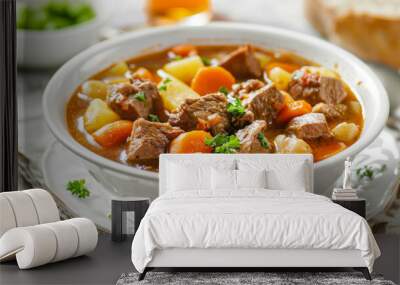 Traditional irish beef stew in white bowl Wall mural