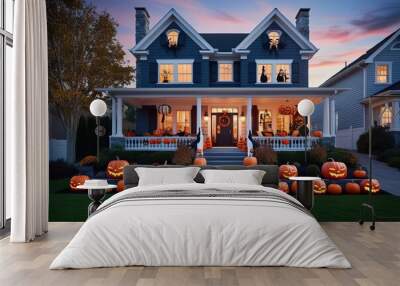 Transform Your Home for Halloween with Fun Whimsical Decorations and Creative Pumpkins Wall mural