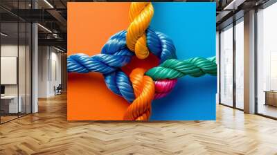 Unity in Team Strength: Diverse Colors, One Rope - Empower Team Unity with Orange Neuroscience Synergy Wall mural