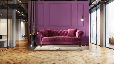 Velvet red classic sofa in luxury violet room Wall mural