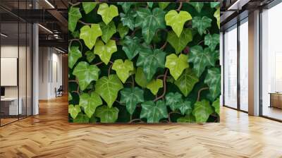 Vibrant 3D Illustration of Hedera Helix Ivy Showcasing Detailed Leaf Textures and Natural Growth Patterns Wall mural