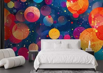 Vibrant and modern design: colorful circles and speckled texture in seamless pattern Wall mural