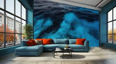 Vibrant Black Azure Cobalt Sea Blue Abstract Art with Rich Texture and Depth Wall mural