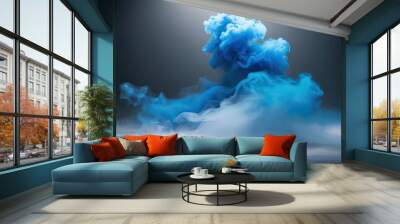 Vibrant Blue Mist Abstract Vapor Cloud Swirl with Luminous Haze Effect Wall mural