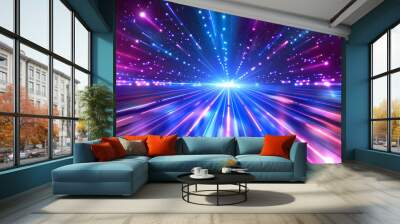 Vibrant digital illustration of light speed travel through a starry space backdrop Wall mural