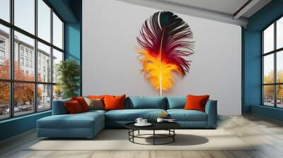 Vibrant Feather on Simple Background for Stunning Visual Appeal Wall mural