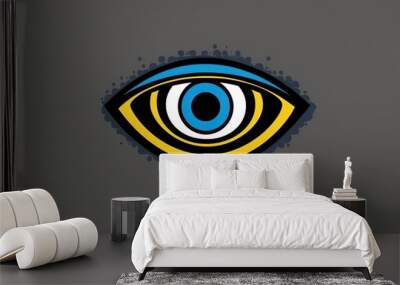 Vibrant Halftone Eye Graphic Design Element for Impactful Visuals Wall mural