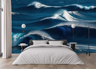 Vibrant Indigo Blue Water Patterns with Energetic Flow Dynamics Wall mural