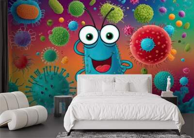 Vibrant Microorganism Character Art for Fun Science Wallpaper Wall mural