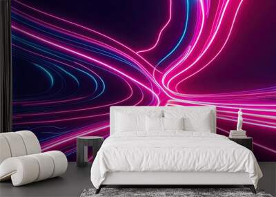 Vibrant Neon Waves Background with Abstract Light Contours and Dynamic Colors Wall mural