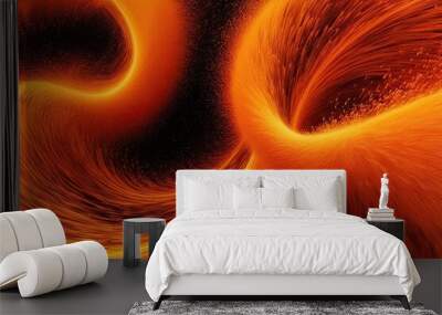 Vibrant Orange Dust Swirls Texture Striking Abstract Design Wall mural