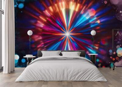 Vibrant Twilight Light Distortions with Aged Ambiance and Chromatic Bokeh Effects Wall mural