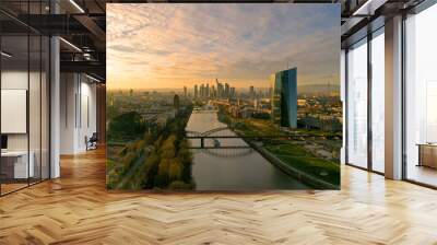 View of the ECB in Frankfurt and the Skyline Wall mural