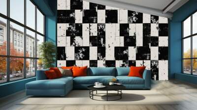 Vintage Monochrome Distressed Wallpaper Design with Patterned Style Wall mural