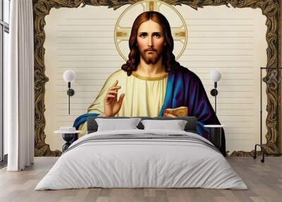 Vintage-style Representation of Jesus Christ with Writing Space for Nostalgic Spirituality Wall mural