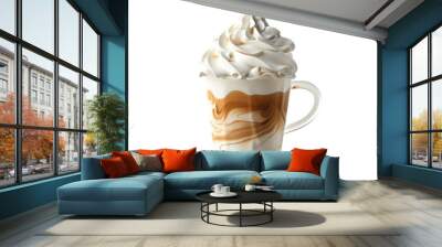 Whipped cream topped coffee on transparent background Wall mural