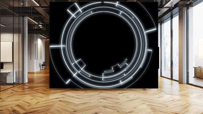 Abstract technology glowing circle template isolated on black background. Overaly for graphic design and illustration. Wall mural