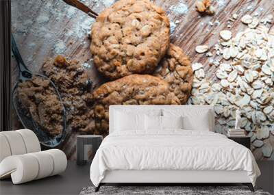 cookies on a wooden background Wall mural