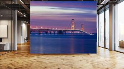 Mackinac Bridge in sunset Wall mural