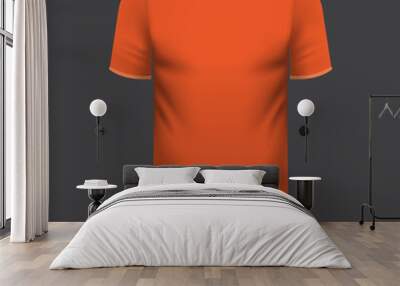 Orange round neck tee shirt on grey background with drop shadow Wall mural