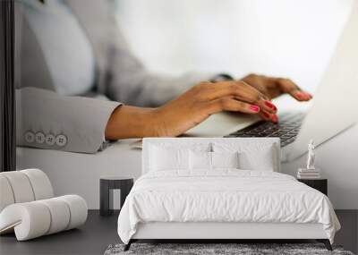 african businesswoman hands working on laptop Wall mural