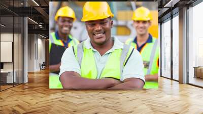 african construction worker with colleagues Wall mural