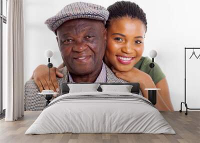 african daughter and senior father close up Wall mural