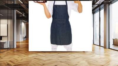 butcher holding raw meat Wall mural