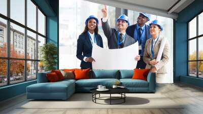 group of construction workers discussing project Wall mural