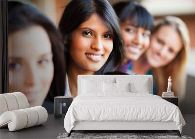 group of female college girls closeup portrait Wall mural