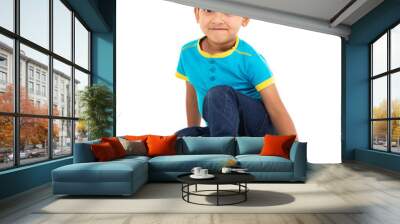 little indian boy sitting on the floor Wall mural