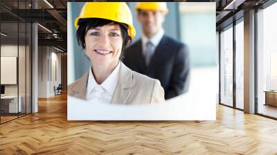 middle aged construction businesswoman closeup portrait Wall mural