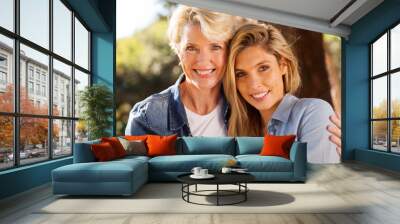 senior mother and young adult daughter Wall mural