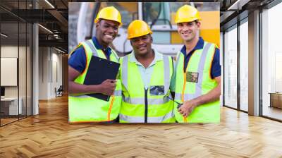 smiling construction workers Wall mural