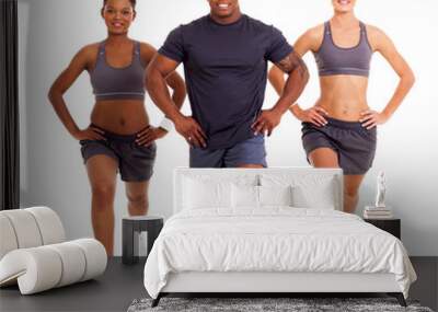 three healthy people exercising Wall mural