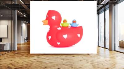 large red rubber duck with a small duck Wall mural