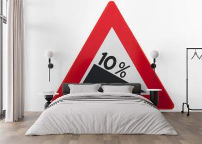 Traffic sign isolated - Grade, slope 10% Wall mural